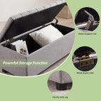 38-inch Grey Fabric Storage Ottoman Bench with Hinged Lid - Long End of Bed Bench for Bedroom, Living Room & Entryway, Footrest Seat Trunk