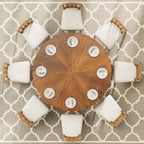 59" Solid Wood Round Dining Table for 6-8 People, Wooden Pedestal Base, Farmhouse Round Dining Room Table for Home Dining Room, Kitchen, Living Room