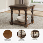 Signature Design by Ashley Sturlayne End Table, Traditional Rectangular Accent Table with Storage Lower Shelf, Hardwood Solids, Veneers, and MDF Substrates, for Living Room Couch, Dark Brown