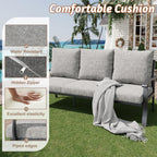 HOMREST Outdoor Couch Aluminum Patio Furniture Sofa, 3-Seat All-Weather Metal Outdoor Patio Furniture with Cushions, Grey