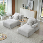 Eafurn Oversized Double Chaise Lounge Indoor with Cup Holders & Side Pocket, 71" Plush Corduroy Floor Chaise Lounge Sofa with High Density Sponge & Deep High Seat Comfy Sleeper Couch Bed