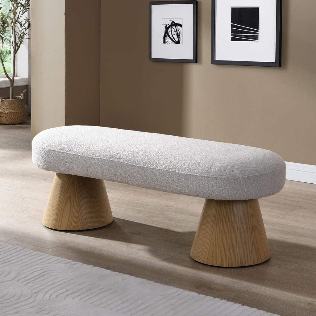LUMISOL Upholstered End of Bed Bench, Dining Bench for Dining Room, Modern Stool Ottoman for Bedroom, Living Room, Dining Room, Entryway, Beige