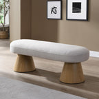 LUMISOL Upholstered End of Bed Bench, Dining Bench for Dining Room, Modern Stool Ottoman for Bedroom, Living Room, Dining Room, Entryway, Beige