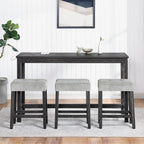 Bar Table Set with Power Outlet, 4 Piece Bar Table and Chairs Set, Industrial Breakfast Table Set, for Living Room/Dining Room/Game Room, Black+Gray