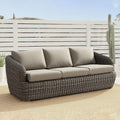 CHITA Patio Wicker 3-Seater Sofa with Removable Cushion, Backyard Rattan Chair for Sunrooms, Patios, Decks, Fully Assembled
