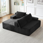 Eafurn 96" L Shaped Cloud Sectional Couch with Chaise, Deep Seat Modular Sectional Sofa Corduroy Memory Foam Sofa Couches for Living Room Bedroom, No Assembly Required, Black