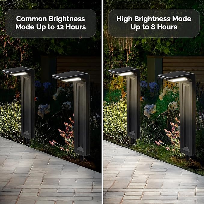 Solar Pathway Lights 2Pack, Waterproof Bright LED Modern Decorative Path Light for All Outdoor uses Backyard, Walkway, Landscape, Driveway, Lawn, Patio, Garden Yard. 2 Brightness Modes (Cool White)