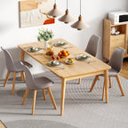 VECELO Dining Chairs Set of 4, Mid-Century Modern Kitchen & Dining Room Chairs, PU Leather Upholstered Seat, Solid Wood Legs, Armless, Non-Slip Feet, Grey