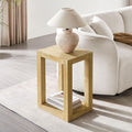 Rectangular Side Table with Shelf, Natural Wood End Table for Living Room with Storage, Compact Bedside Table for Small Spaces