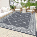 HiiARug Reversible Mat Plastic Outdoor Rugs for Patios Clearance Waterproof Plastic Straw Rug Large Area Rug for Outdoor, Porch, Patio, RV,Camping,5x7Ft, Grey