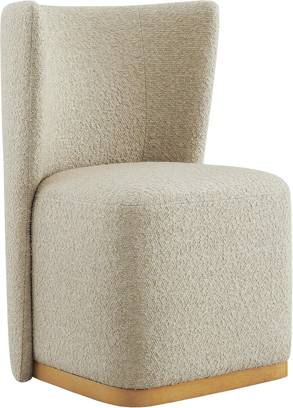 CHITA Upholstered Rolling Dining Chair with Casters Set of 4, Oatmeal | FSC Certified Modern Fabric Dining Chair with Casters, Boucle Dining Chairs for Reading Room Kitchen Dining Room