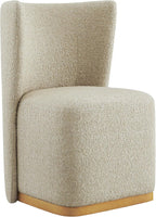 CHITA Upholstered Rolling Dining Chair with Casters Set of 4, Oatmeal | FSC Certified Modern Fabric Dining Chair with Casters, Boucle Dining Chairs for Reading Room Kitchen Dining Room