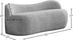 Meridian Furniture 119Grey Flair Collection Modern | Contemporary Boucle Fabric Upholstered Bench with Curved Back Design, Grey, 62" W x 23" D x 24" H