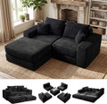 Cloud Modular Sectional Sofa, Comfy Couch with Non Slip Base, Modern L-Shaped Couch with Chaise, Customizable Sleeper Sofa for Living Spaces, No Assembly & Deep Seat (Black)