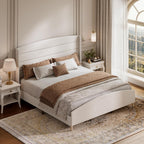 King Size Bed Frame,Upholstered Platform Bed,Wingback Headboard