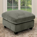 HAOMARKETS Corduroy Sofa Set, Upholstered Ottoman Footrest, Modern Living Room Furniture Sets,Green