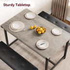 GAOMON Dining Table Set for 4, Kitchen Table with 2 Upholstered Benches, 3 Piece Dining Room Table Set, Rectangular Space Saving Kitchen Table Set for Apartment, Studio, Home, Rustic Gray