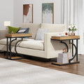 Tribesigns Narrow Side Table C Shaped End Table Modern Bedside Tables for Couch, Small Sofa Chairside Tables with Metal Frame for Living Room (2, Natural+Black)