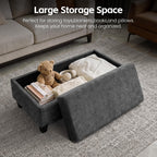 GENTEACO 45" Storage Ottoman Bench with Reversible Wooden Tray Top, Large Chenille Upholstered Ottoman Coffee Table with Hidden Storage, Foot Rest Bench for Living Room, Bedroom, Entryway,Dark Gray