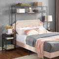 Queen Bed e with 2 Nightstands Headboards with Storage Cabinet, Headboard with Shelves, Bookcase Headboard Queen Easy Assembly for Bedroom Iron and Wood Rustic Brown