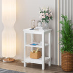 VECELO Modern Nightstands with Charging Station,Side End Table Night Stand with Storage Shelf for Small Spaces, Bedroom,Living Room