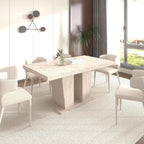 Extendable Dining Room Table for 6 8 10, Modern Farmhouse Rectangular Wooden Folding Kitchen Expanding Long Expandable Dining Room Conference Table with Pedestal Base 78.74" - 62.99" Beige