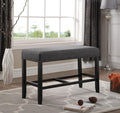 Fabric Counter Height Dining Bench with Nailhead Trim in Grey, Modern Kitchen Bar Stool for Small Spaces, Comfortable Seating with Durable Upholstery
