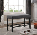 Fabric Counter Height Dining Bench with Nailhead Trim in Grey, Modern Kitchen Bar Stool for Small Spaces, Comfortable Seating with Durable Upholstery
