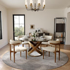 POVISON Modern Dining Chairs Set of 4, Armless PU Leather Dining Chair with PU Cushions and Dark Bronze-Coloured Metal Leg