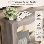 Shintenchi 63 inch Farmhouse Console Table with Storage & LED Light, Long Sofa Table Behind Couch, Narrow Entryway Entrance Table, Hallway Accent Stand Home Decor for Living Room, Entry Way, Ash Gray