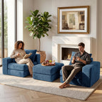 Cloud Modular Sectional Sofa, Comfy Couch with Non Slip Base, Modern L-Shaped Couch with Chaise, Customizable Sleeper Sofa for Living Spaces, No Assembly & Deep Seat(Blue)