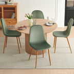 Dining Table Set for 4, Mid Century Modern 47 Inch Wooden Round Dining Table Set, Space Saving (Table + 4 Green Chairs)
