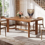 63" Solid Wood Dining Table for 4-6, Farmhouse Rectangle Kitchen Table with Thicken Tabletop and Sturdy Construction, Modern Wooden Dinner Table for Dining Room, Kitchen, Walnut