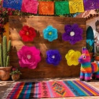 ANSOMO Bright Paper Flowers Artificial Crepe Tissue Wall Décor Fiesta Mexican Cinco De Mayo Wedding Birthday Bridal Baby Shower Classroom Luau Hawaiian Party Decorations