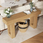 63 Inch Long Console Table for Entryway, Farmhouse Sofa Table Behind Couch, Wooden Rectangular Design Entry Table Foyer Hallway Table for Living Room (Natural)