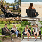 SUNNYFEEL Stadium Seat with Back Support, 4.7" Thick Cushion, 6 Reclining Positions Bleacher Chair with Shoulder Straps, Armrests & Storage Pockets, Non-Slip Strap, Portable for Sports Camping