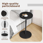 Adjustable Round Side Table, Small End Table, Pedestal Drink Table for Small Spaces, Tall Round Nightstand for Living Room Bedroom Sofa Couch, Black Wood Grain ET-010BW