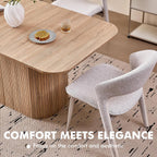 63" Large Dining Table for 4 6, [Rounded Corners] [Grooved Pedestal Base] Modern Rectangle Kitchen Dinner Dining Living Room Table