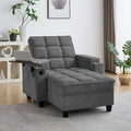 41.7" Oversized Chaise Lounge Chair Indoor, 3-in-1 Convertible Sleeper Lounger with Adjustable Backrest, Deep Seat Reading Chair with Armrest Storage, Swivel Table & Cup Holders (41.7" Dark gray)