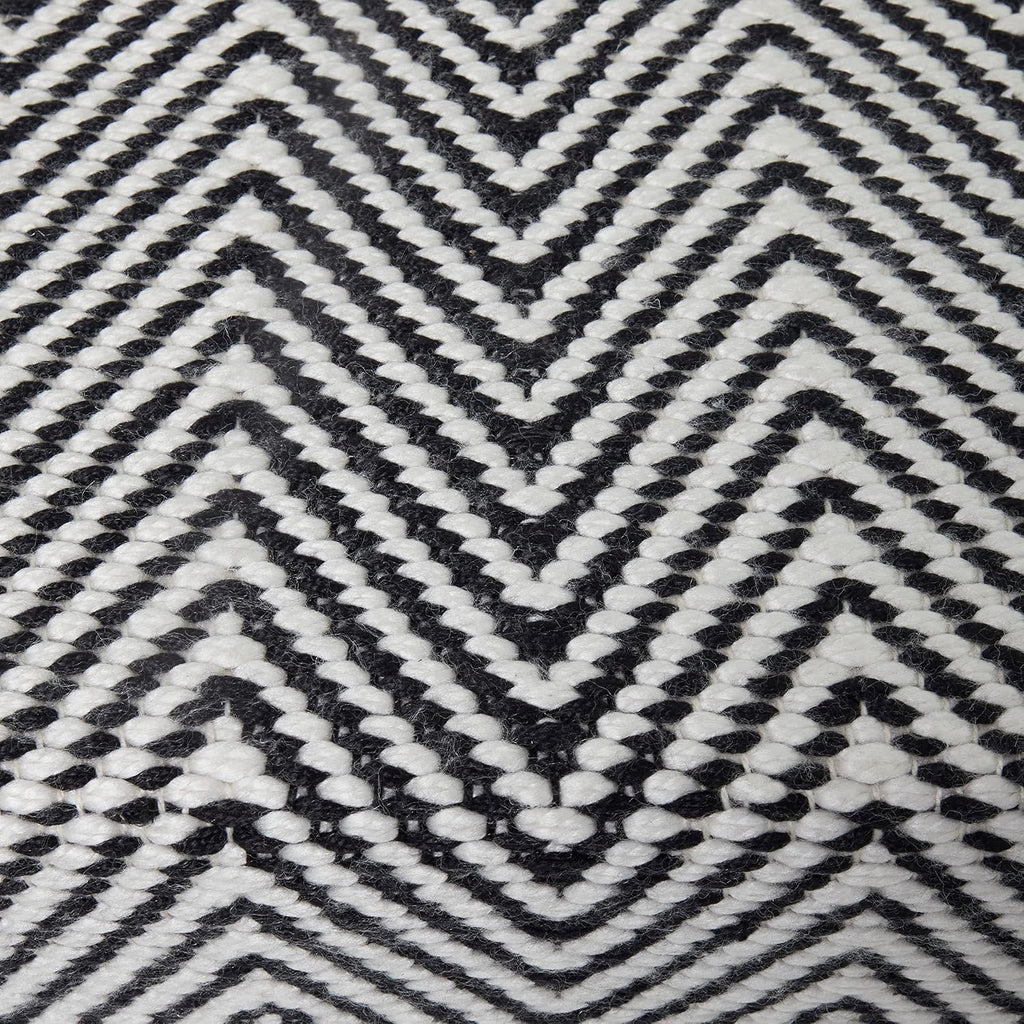 Deco 79 Polyester Chevron Bench with Wood Legs, 48" x 18" x 20", Black