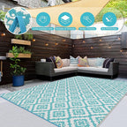 Wallona Outdoor Rugs 8x10 ft Patio Waterproof Clearance Indoor Outdoor Large Carpet for Patio Plastic Straw Reversible Area Rugs Mat for RV, Camping, Balcony, Beach, Picnic, Porch, Brick Green & White