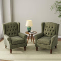 Accent Chair, Upholstered Armchair with Button Tufted High Back & Solid Wood Legs, Comfy Wingback Reading Single Sofa Chair for Small Spaces, Living Room, Bedroom