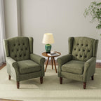 Accent Chair, Upholstered Armchair with Button Tufted High Back & Solid Wood Legs, Comfy Wingback Reading Single Sofa Chair for Small Spaces, Living Room, Bedroom