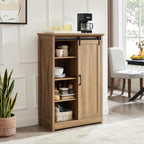 Elountik Farmhouse Modern Tall Dresser with Sliding Barn Door and 5 Drawers, Storage Organizer for Bedroom, Living Room, Hallway, Kids Room in Oak Finish