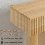63" Long Console Table, Fluted Sofa Table Behind Couch, Natural Oak | Narrow Console Table with Storage Space, Modern TV Console Table for Living Room, Wood Hallway Table for Entryway, Front Door