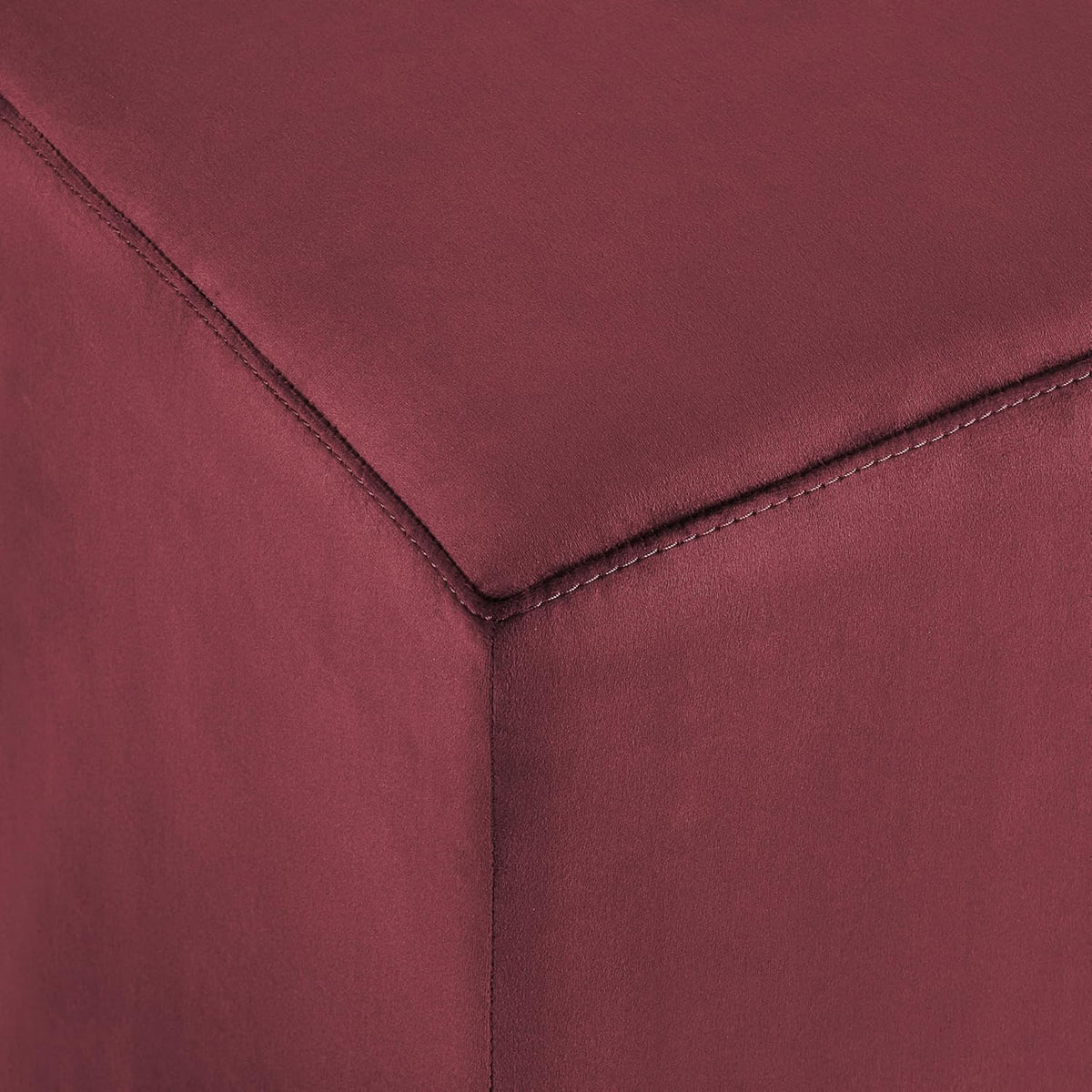Studio Living® 18” Warren Ottoman Square Soft Velvet Bench, Stationary Ottomans, Backless Chair, Footrest for Living Room, Footstool Office, Bedroom, Padded Seat, Plum
