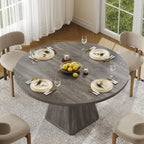 ONBRILL 47 Inch Round Dining Table for 4-6,Square Pedestal Base,Grey | Circle Kitchen Table with Thickened Tabletop, Modern Dining Room Tables, Dinner Tables for Kitchen Small Space (Table Only)