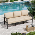 ALAULM Aluminum 3-Seat Patio Furniture Set, Metal Outdoor Furniture Sectional Sofas w/5.1" Cushions for Patio, Backyard, Poolside-Sand