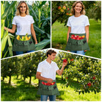 Gardening Apron, Garden Aprons with Pockets & Drawstring Bag, Waterproof 600D Fruit Storage Harvest Picking Apron Pouch for Women & Men