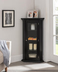 KB Designs - Corner Accent Display Wood Curio Cabinet, Black